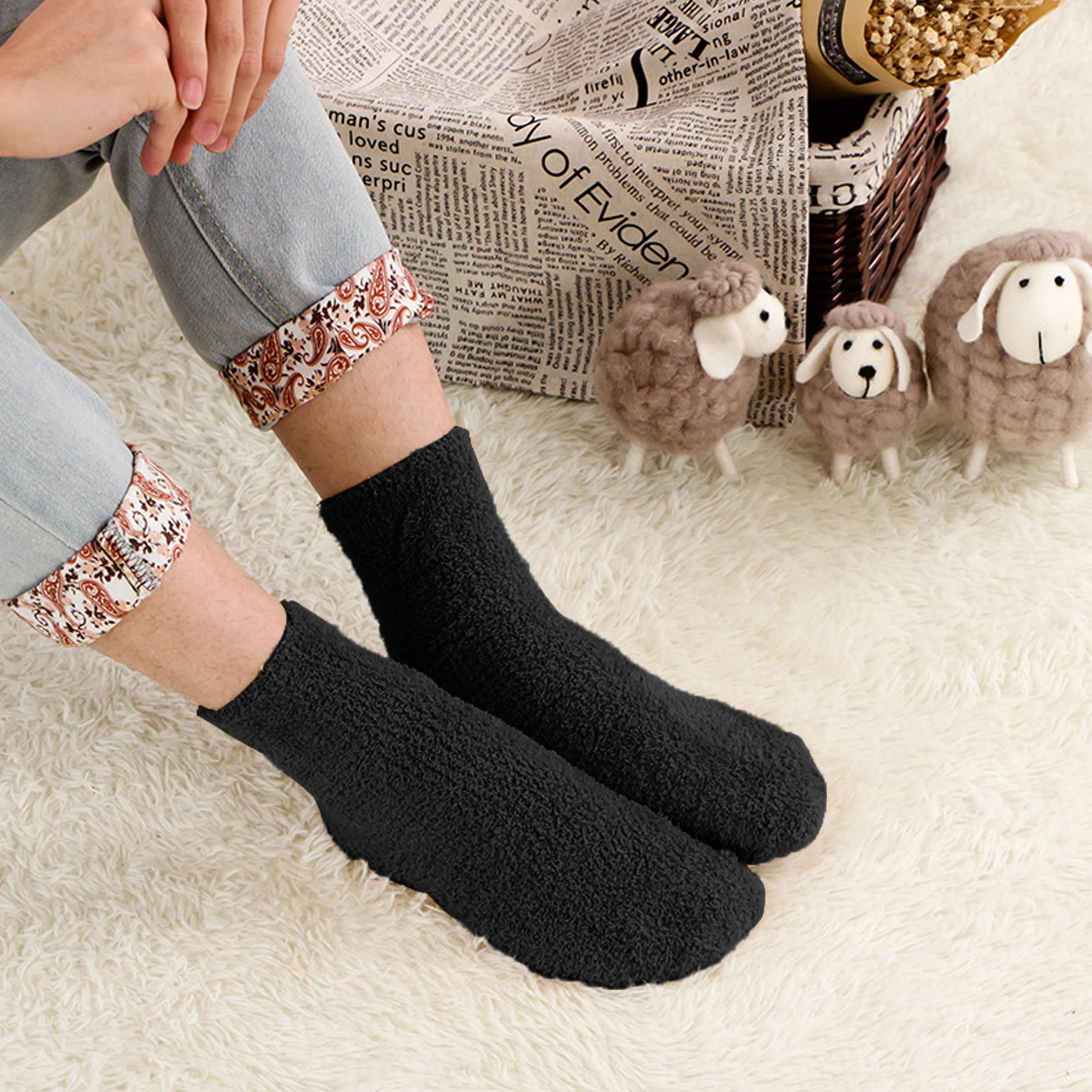 OVOV 3 Paar Herren Bodensocken Winter Warm Coral Fleece Flauschige Weiche Fuzzy Home Socken