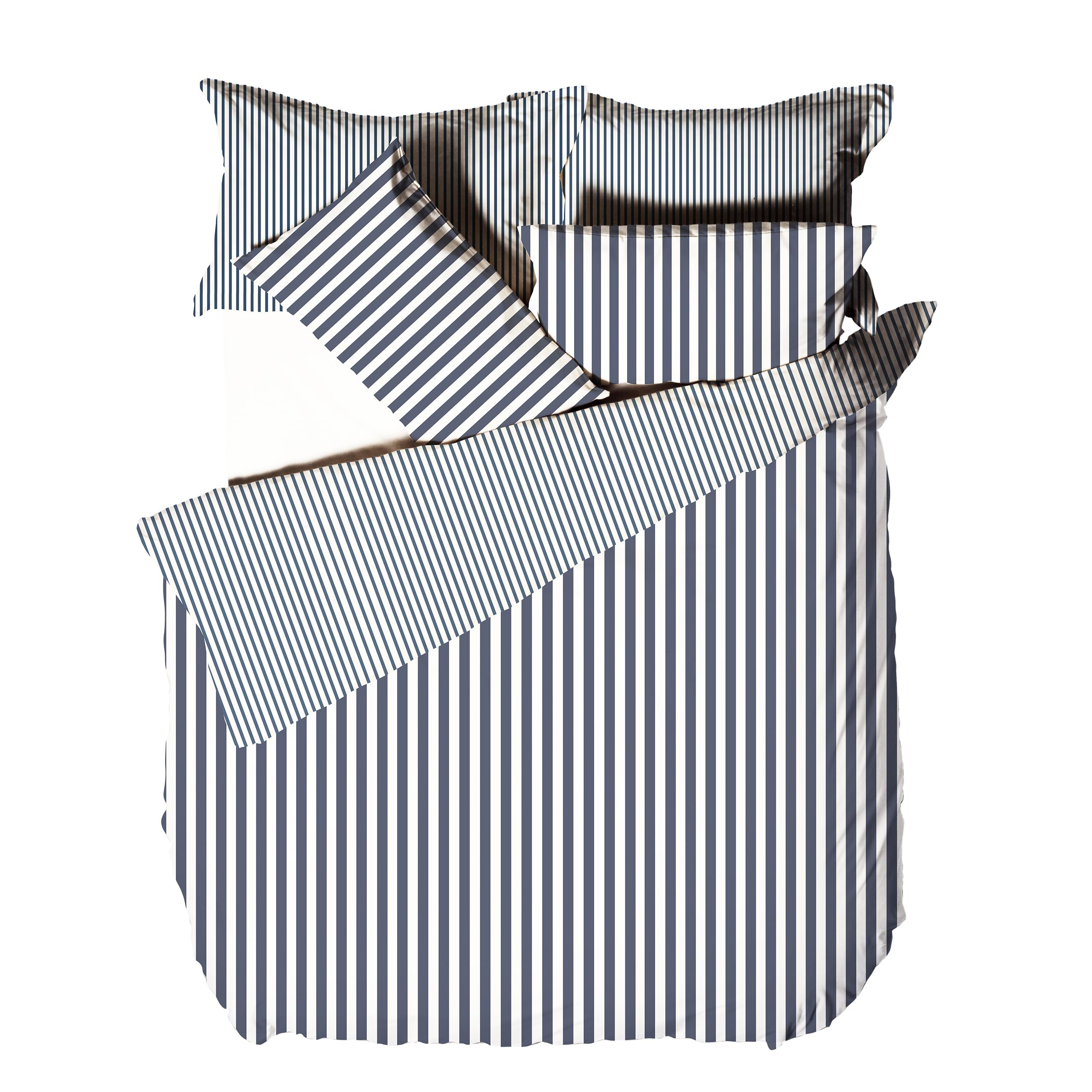 Yard Hebden A Righe Set Copripiumino – Ultra Morbida 100% Cotone Reversibile Biancheria Da Letto (Blu/Grigio – Doppio – 200x200cm)