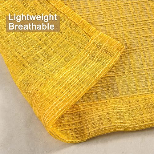 Miniatura 6 de Tony's collection Cortinas traslúcidas amarillas de 96 pulgadas de largo, cortinas semitransparentes con aspecto de lino sintético para dormitorio,