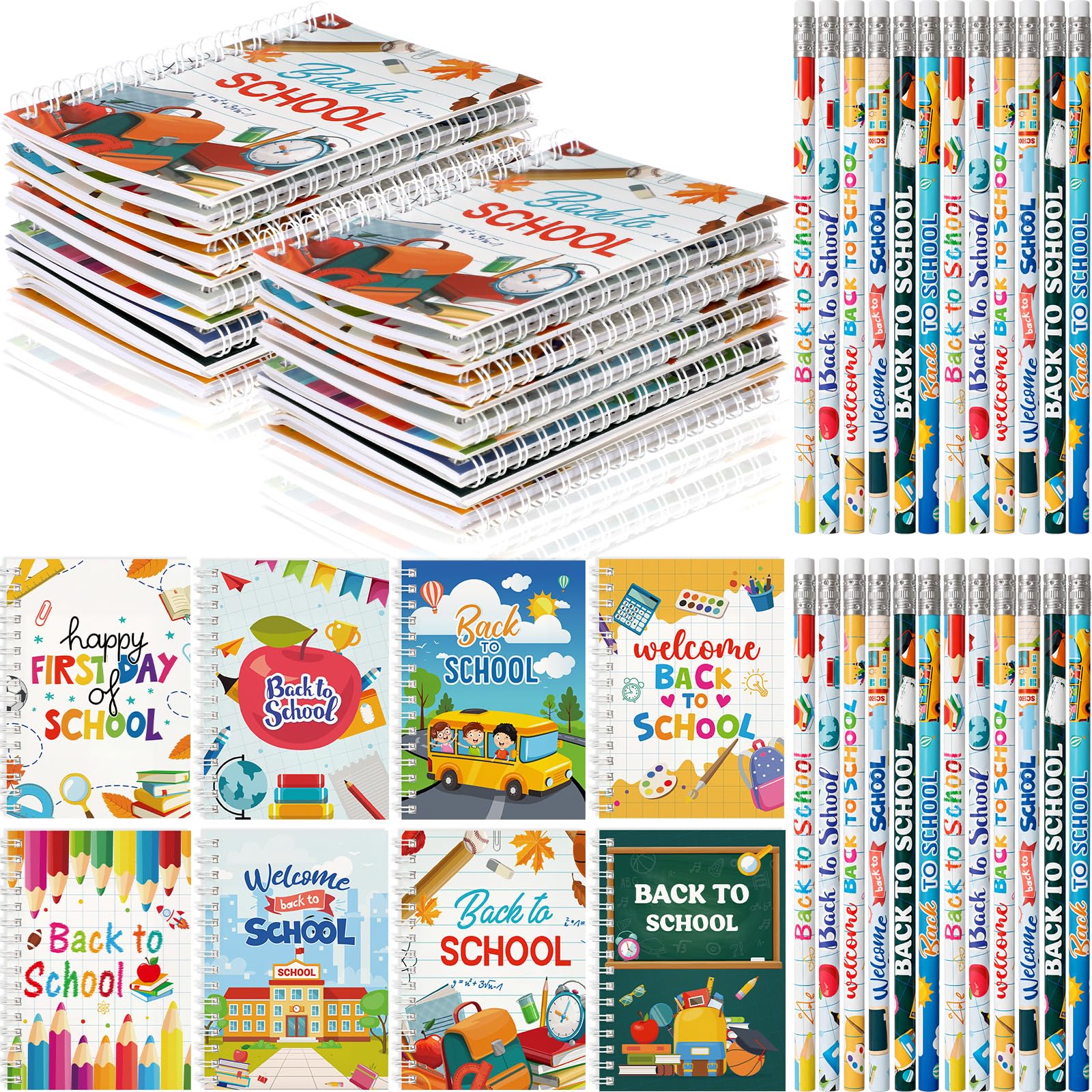 Crtiin Lot de 48 carnets à spirale en vrac pour la rentrée scolaire - Cadeau de remerciement pour enseignants - Fournitures de fête pour la rentrée scolaire (sport)