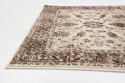 Miniatura 7 de Unique Loom Rushmore Collection - Alfombra de área texturizada tono sobre tono blanco con diseño tradicional clásico (3 pies x 9 pies 10 pies, color