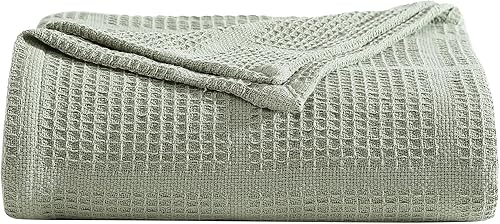 Miniatura 3 de Kenneth Cole Ropa de cama ligera de algodón para el hogar, manta acogedora para todas las estaciones, Queen, verde