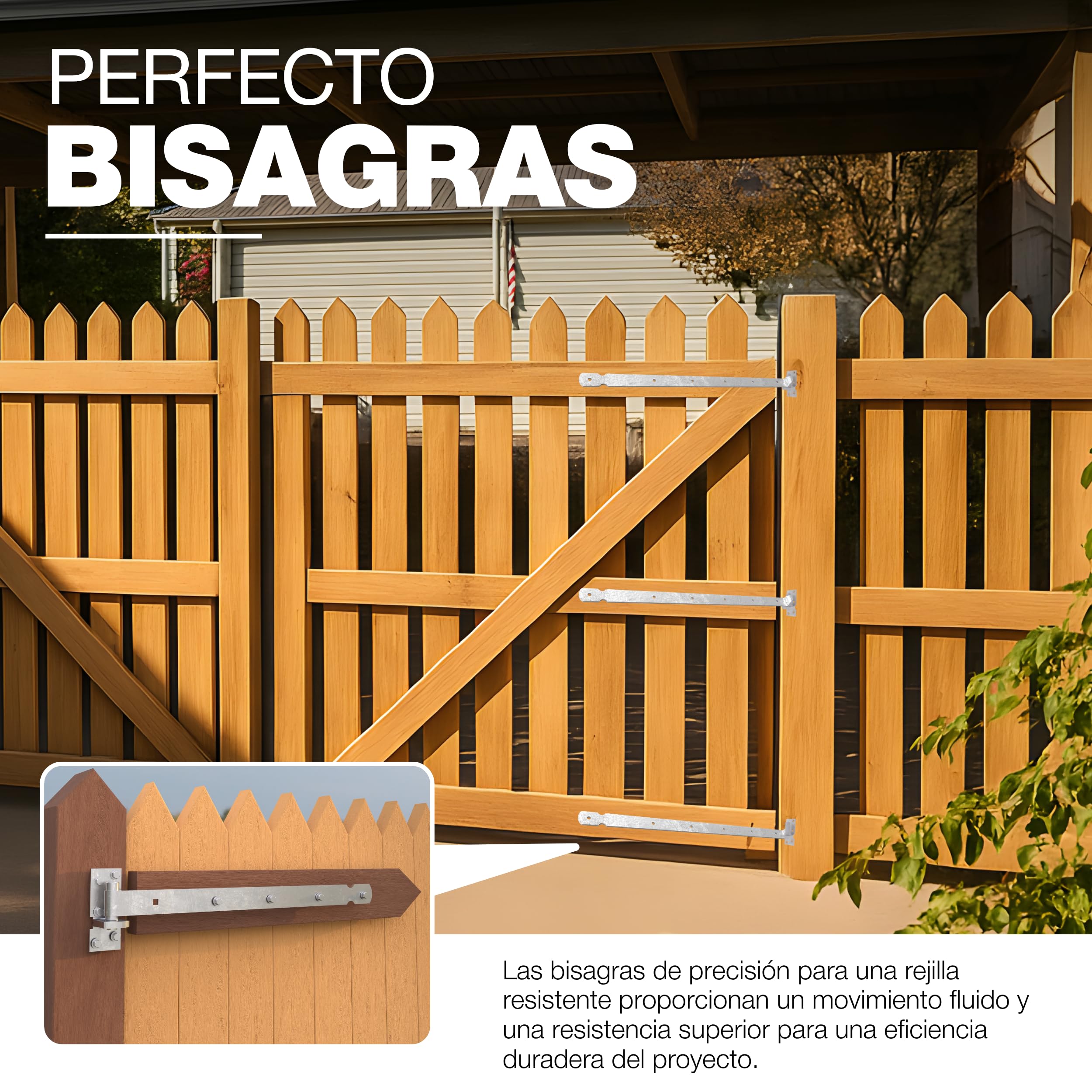 GEZU IMPEX Bisagra de Puerta 600 mm Electrogalvanizada Set de 6 Bisagras de Correa de Alta Resistencia con Bandas de Gancho