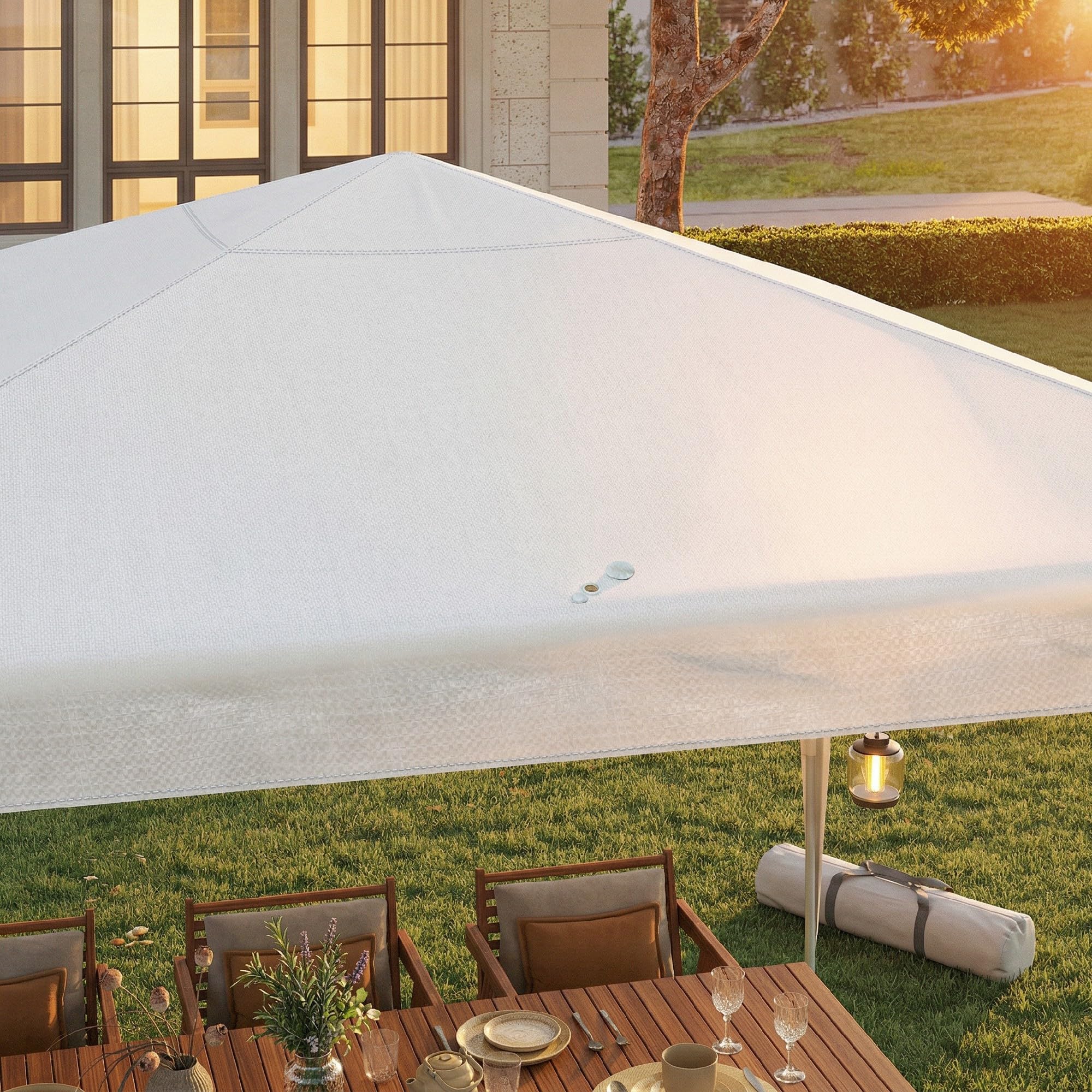 Outsunny Tonnelle de Jardin 3x3m Barnum Cadre Acier RobusteToile PE Blanc