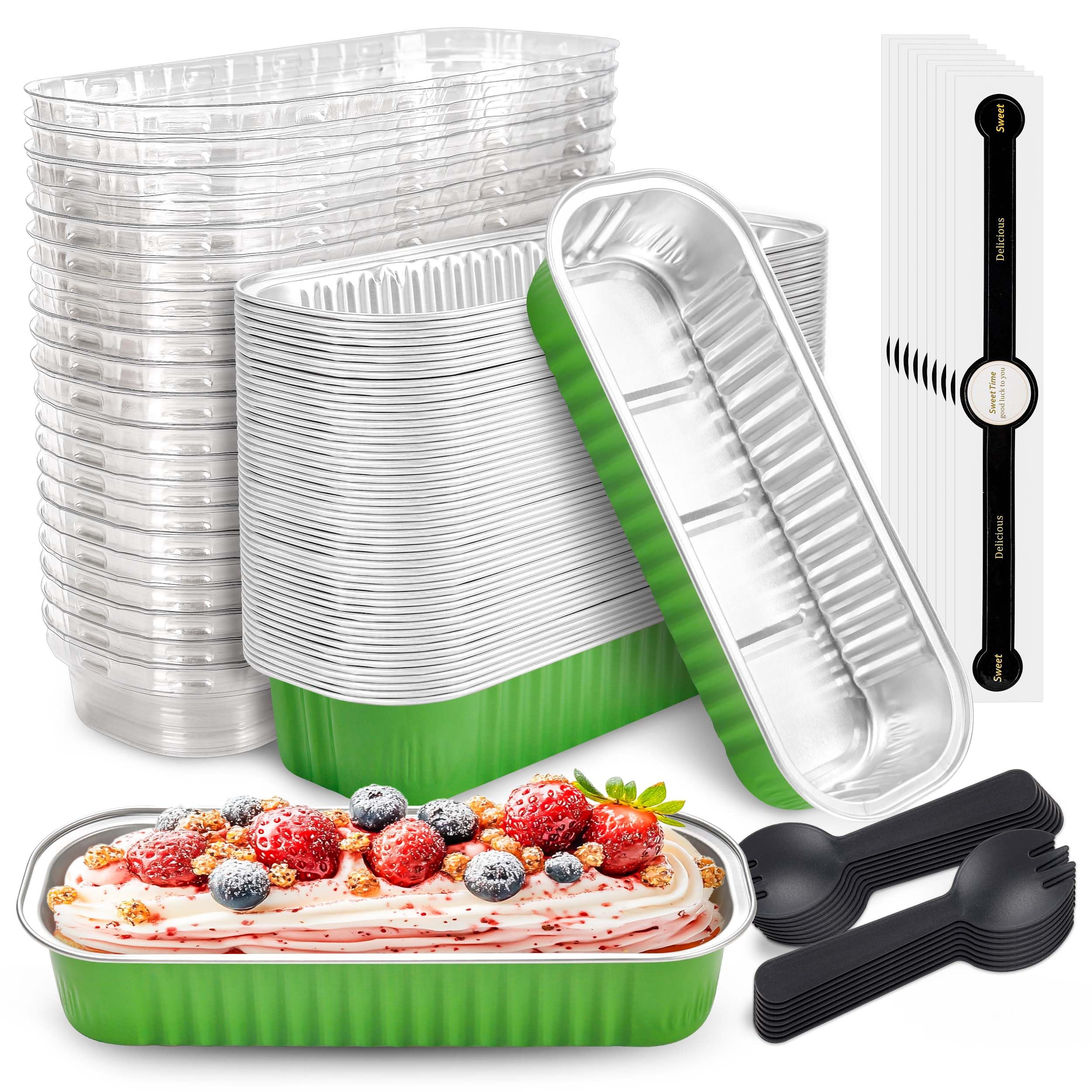 NPLUX Halloween Mini Cake Tins, 6.8oz 50 Pack Green for Parties