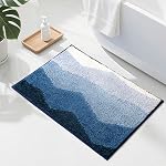 Sunlit Ombre Blue Bathroom Rug Nautical Bath Mat for Bathroom Non Slip 30"x20" Blue and White