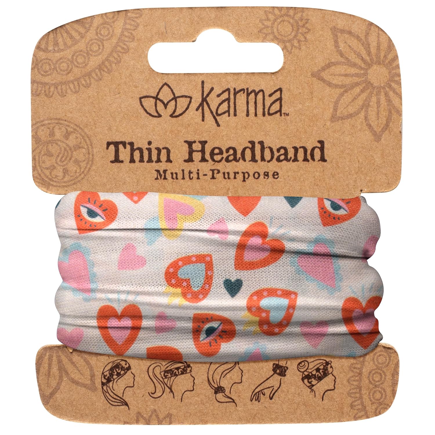 Karma Hearts Fabric Headband for Women - Stylish & Stretchy
