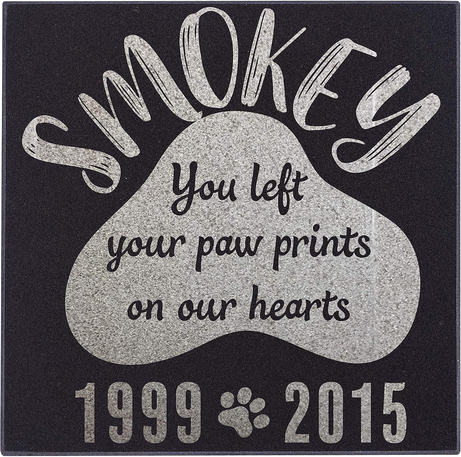 Personalized Granite Pet Memorial Stone w 'Your Pet Photo' Customized Tombstone - Loss of Pet Gift- Indoor Outdoor Dog or Cat for Garden Backyard 6" x 6" #13