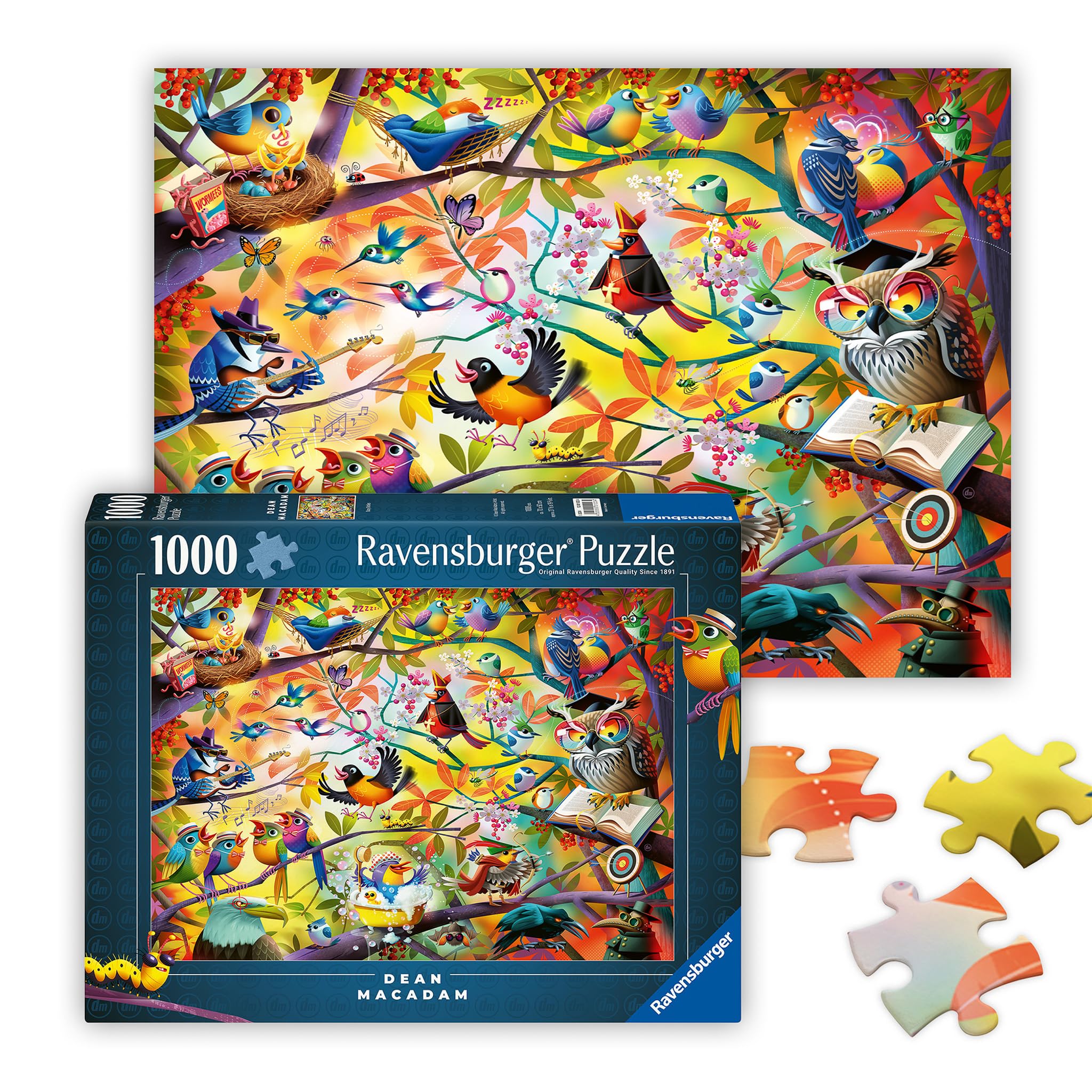 Ravensburger Busy Birdies 1000 piece Jigsaw Puzzle for Adults and Kids Age 12 and Up