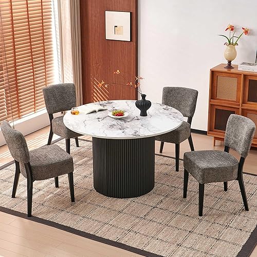 Miniatura 13 de Juego de 2 sillas de comedor apilables, sillas auxiliares de cocina tapizadas de tela moderna, silla de comedor moderna de mediados de siglo con