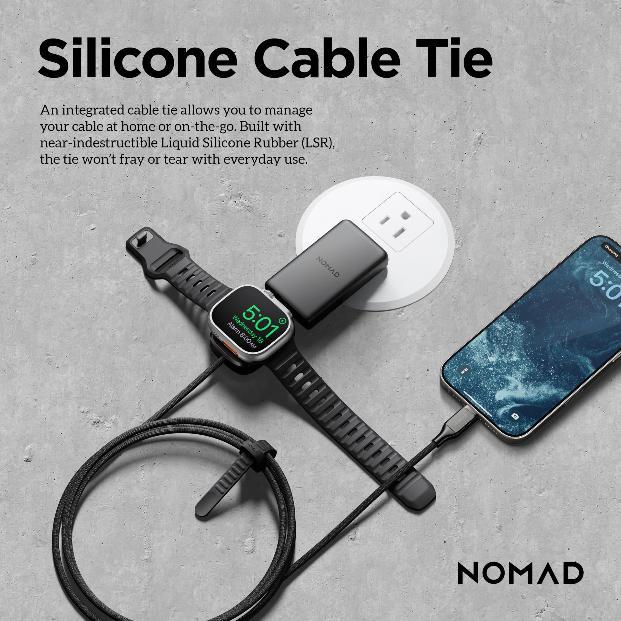 NOMAD Cavo di ricarica USB C per Apple Watch, 1,5 m, in carburo 2 in 1, cavo di ricarica USB C da 100 W per Apple Watch, AirPods e iPhone, cavi di ricarica universali di tipo C