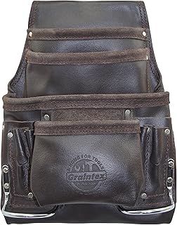 Graintex PS1234 10 Pocket Tool Pouch Oil Tanned Leather for Constructors, Electricians, Plumbers, Framers