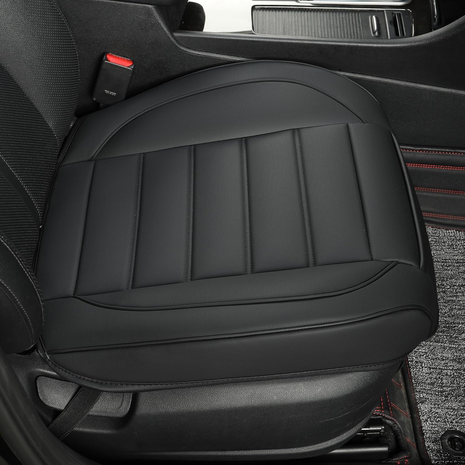 1 Pack Leather Front Car Seat Covers,Bottom Seat Covers for Cars,Driver Car Seat Cushion Cover,Luxury Seat Protectors,Waterproof,Full Wrap,for Most Vehicles,Sedan,Truck,SUV(Black)