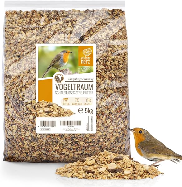 wildtier herz I Alimentación para Pájaros - sin Cáscara - Consistencia Fina (5kg) I Comida de Aves para Alimentos - Alimento para Aves - 1