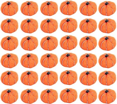 36 Pcs Halloween Small Felt Pumpkin, Mini Fall Autumn Wool Felt Pumpkins | Thanksgiving Mini Felt Pumpkin Ornaments Fall Pumpkin Decorations for Crafts Thanksgiving Halloween Farmhouse Decoration