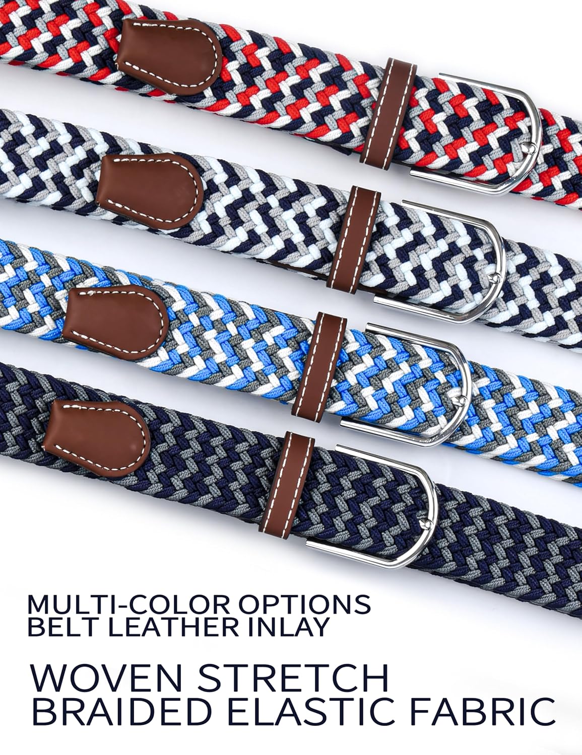 Multicolored Stretch Woven Golf Belt Perfect for Golf, Casual and Sports Attire Elastic Braided Belt for Men and Women - Image 4