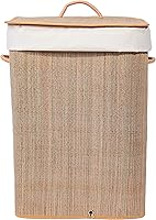 Vista 8 de Cesto rectangular de bambú plegable impermeable con tapa y asas para organizador, ropa, juguetes duraderos contenedor de lavado para fácil transporte