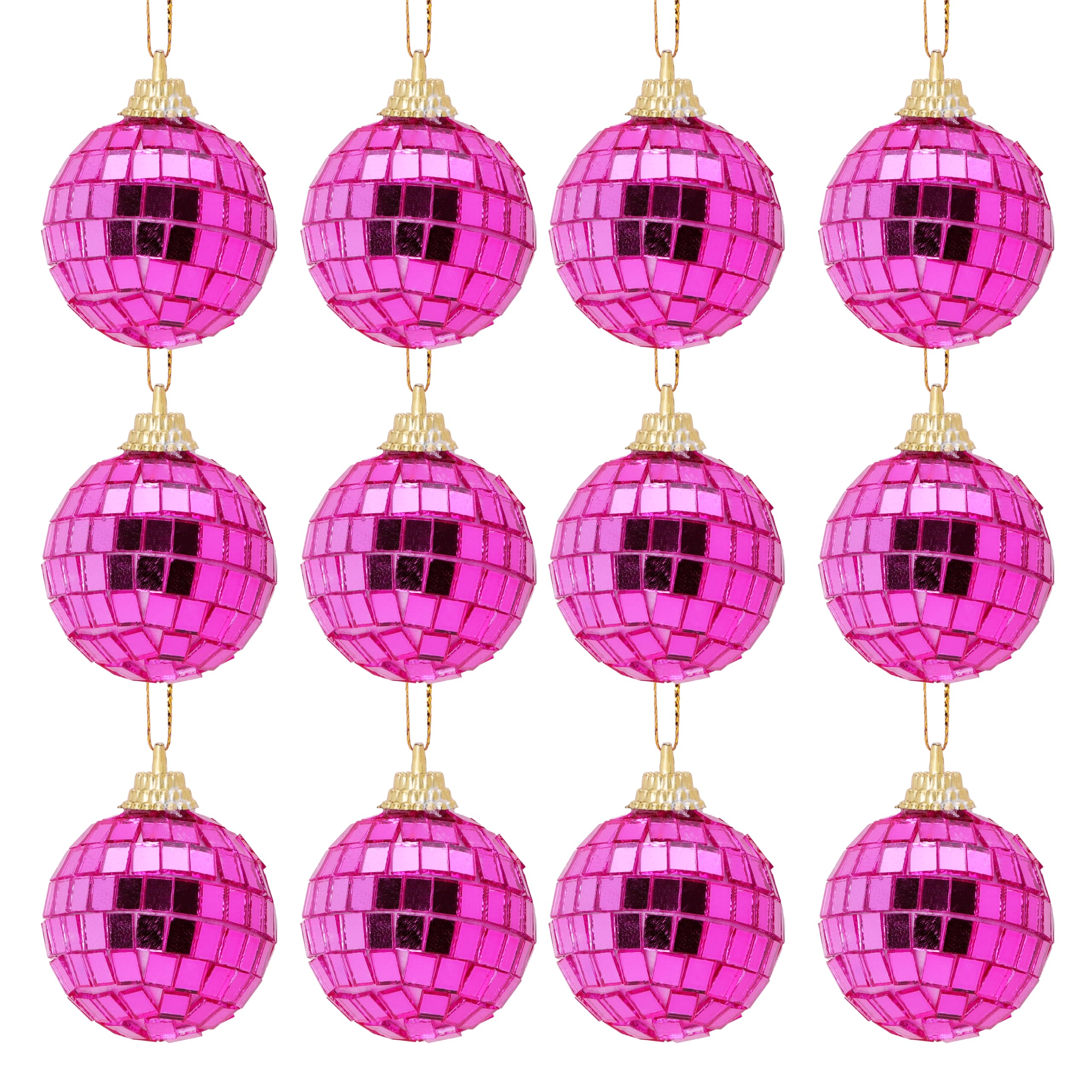 Christmas Concepts Pink Christmas Concepts® 40Mm (1.6") Mirror Disco Baubles - Christmas Tree Decorations (Pink)