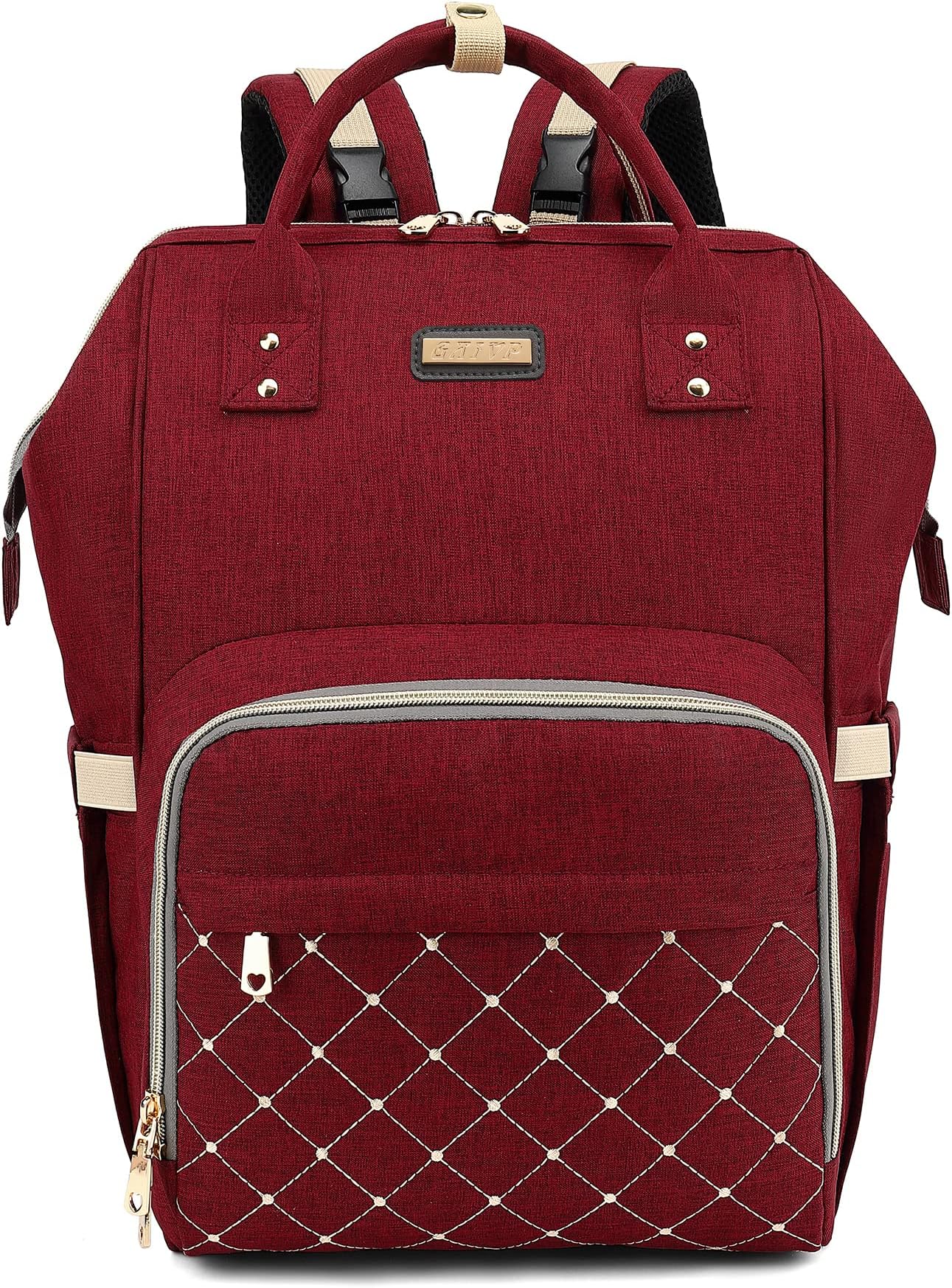 Diaper Bag Backpack, Diaper Bags for Baby Girls Boys, Baby Bags for Moms Dads, Nappy Changing Bag with Insulated Pockets,Multi-functional Waterproof Backpack with Stroller straps-Red