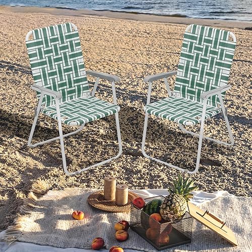 Miniatura 4 de MoNiBloom Silla de playa plegable para adultos, portátil, ligera y resistente, de aluminio, para patio, jardín, al aire libre (verde oscuro, paquete
