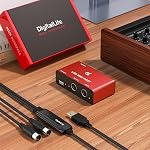 DigitalLife Stand-Alone USB MIDI Host Bridge Box - 1-In/1-Out 5-PIN DIN MIDI Interfaces, LED Indicator, Metal, Red (No computer needed) | USB to 5-PIN DIN MIDI