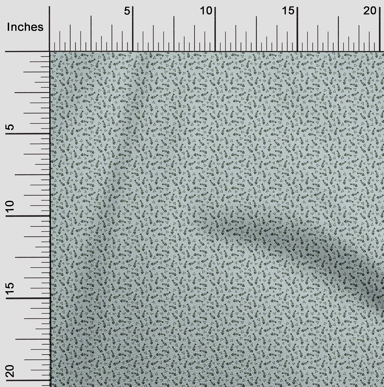 oneOone Cotton Flex Fabric Waves,Fish Skeleton & Triangle Geometric Print Fabric by Yard 40 Inch Wide