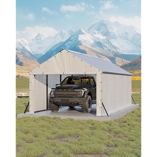 GarveeLife 20'x40'x12' Metal Carport for Multiple Vehicles, Heavy Duty Car Ports, Vertical Roof Design, All-Weather Use, for Full-Size Pickup Trucks, Boats, and Tractors