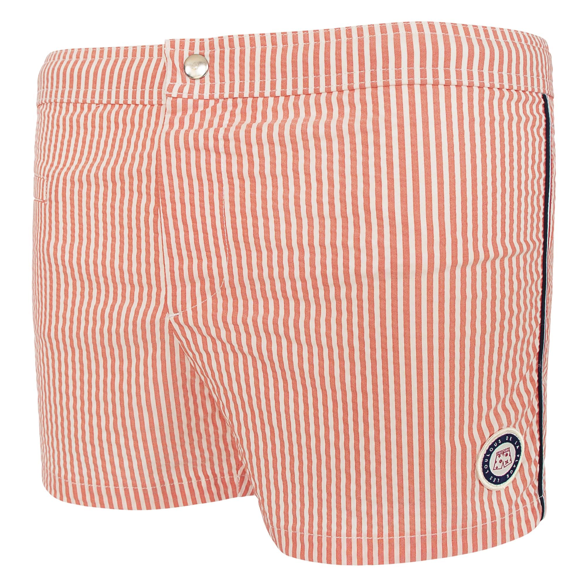 Badehose für Herren, kurz und eng anliegend, gestreift, Blau oder Orange – Octave 2601