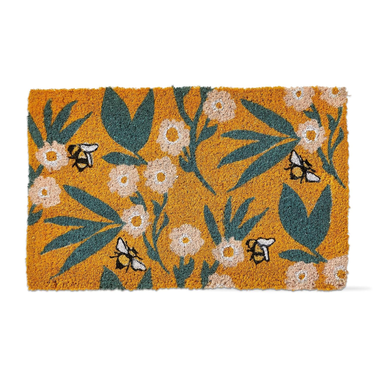tag 18" Lx30 W Bee Floral Coir Indoor Outdoor Doormat Welcome Mat Multicolored 1 EA Multicolored
