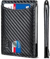 Vista 20 de SERMAN BRANDS RFID Blocking Slim Bifold Genuine Leather Minimalist Front Pocket Wallets for Men with Money Clip Thin Mens