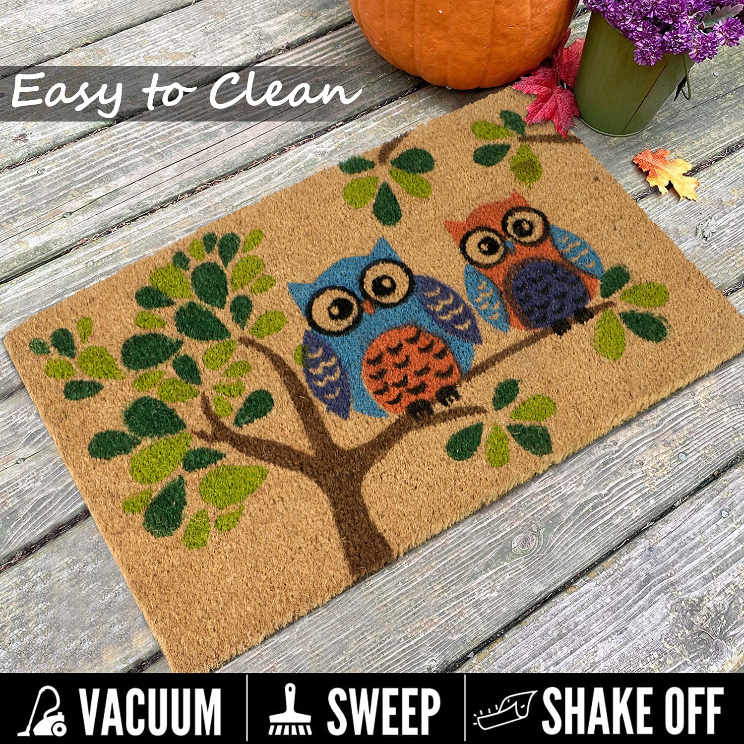HOKIPO Large 45x75 Natural Coconut Coir Inside Outside Rectangular Mats for Entrance Main Door Mat, Multicolor (IN-487) 3