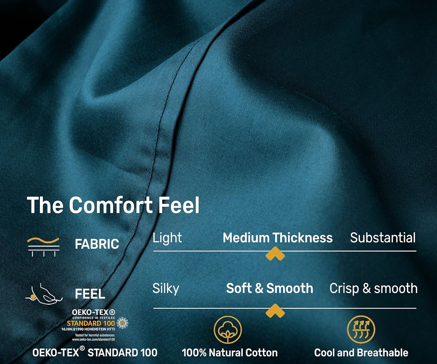 Super Brands CALIFORNIA DESIGN DEN 400-Thread-Count Pure Cotton King Sheets - Blue 4 Piece Sheet Set, wrinkleless Sateen Weave, Elasticized Deep Pocket Fits Low Profile Foam and Tall Mattresses