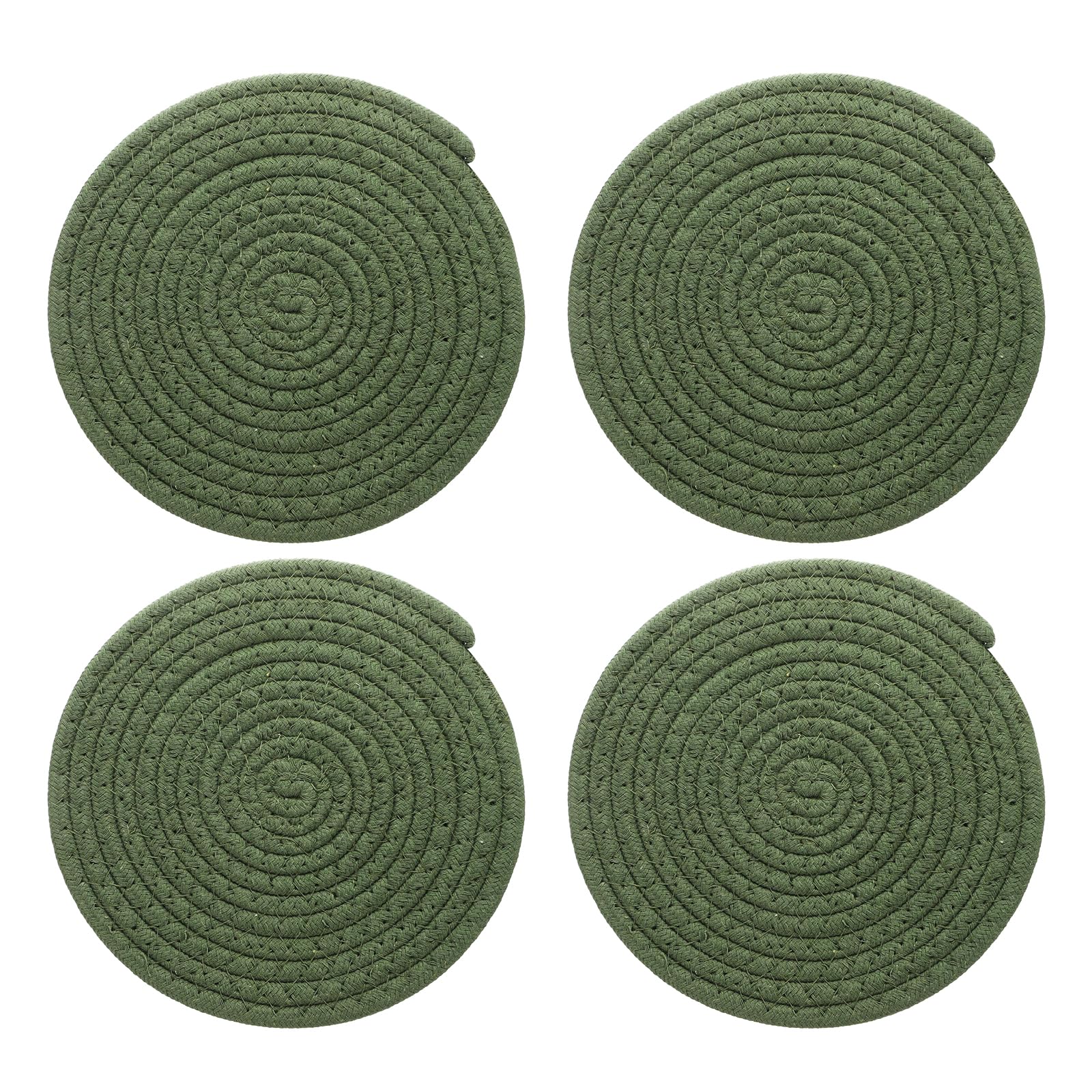 Sets de table ronds tressés vert 20cm dessous assiette tissu décoration style ferme