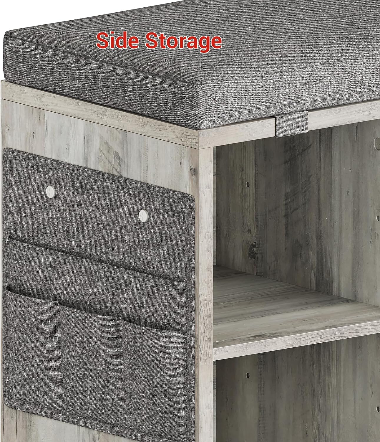 GarveeHome Shoe Storage Bench, 10 Cubbies Storage Organizer with Cushion, Adjustable Shelves, Accessories Bag, 3-Tier Entryway Shoe Storage for Mudroom, Closet, Garage, Living Room, Grey