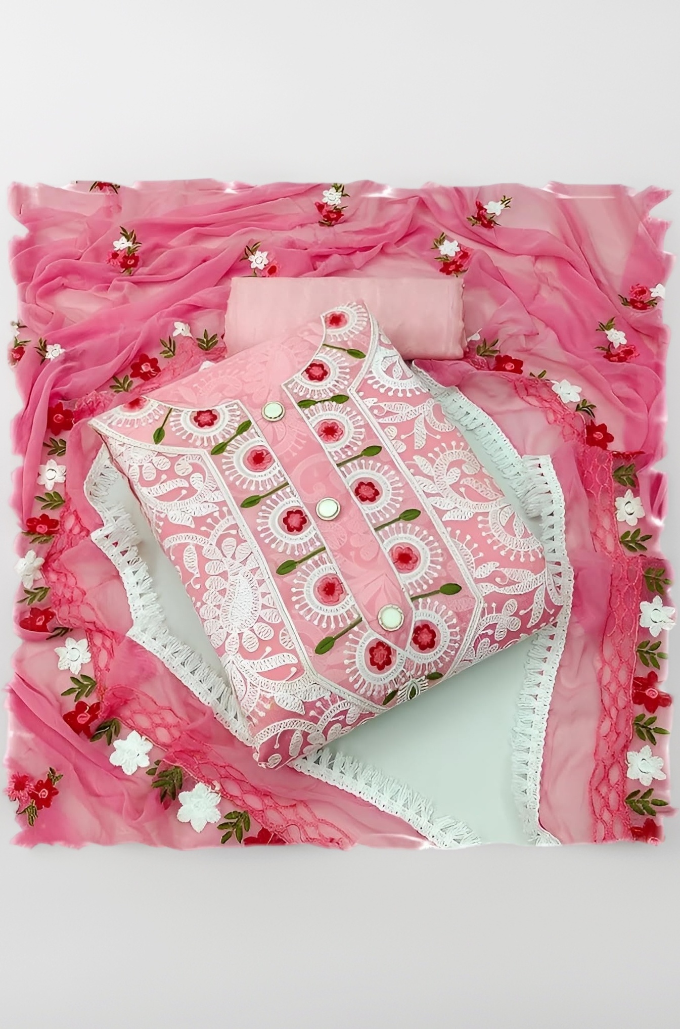 Sidhidata Women's Heavy Chanderi Cotton Embroidery Work Unstitched Salwar Sui...