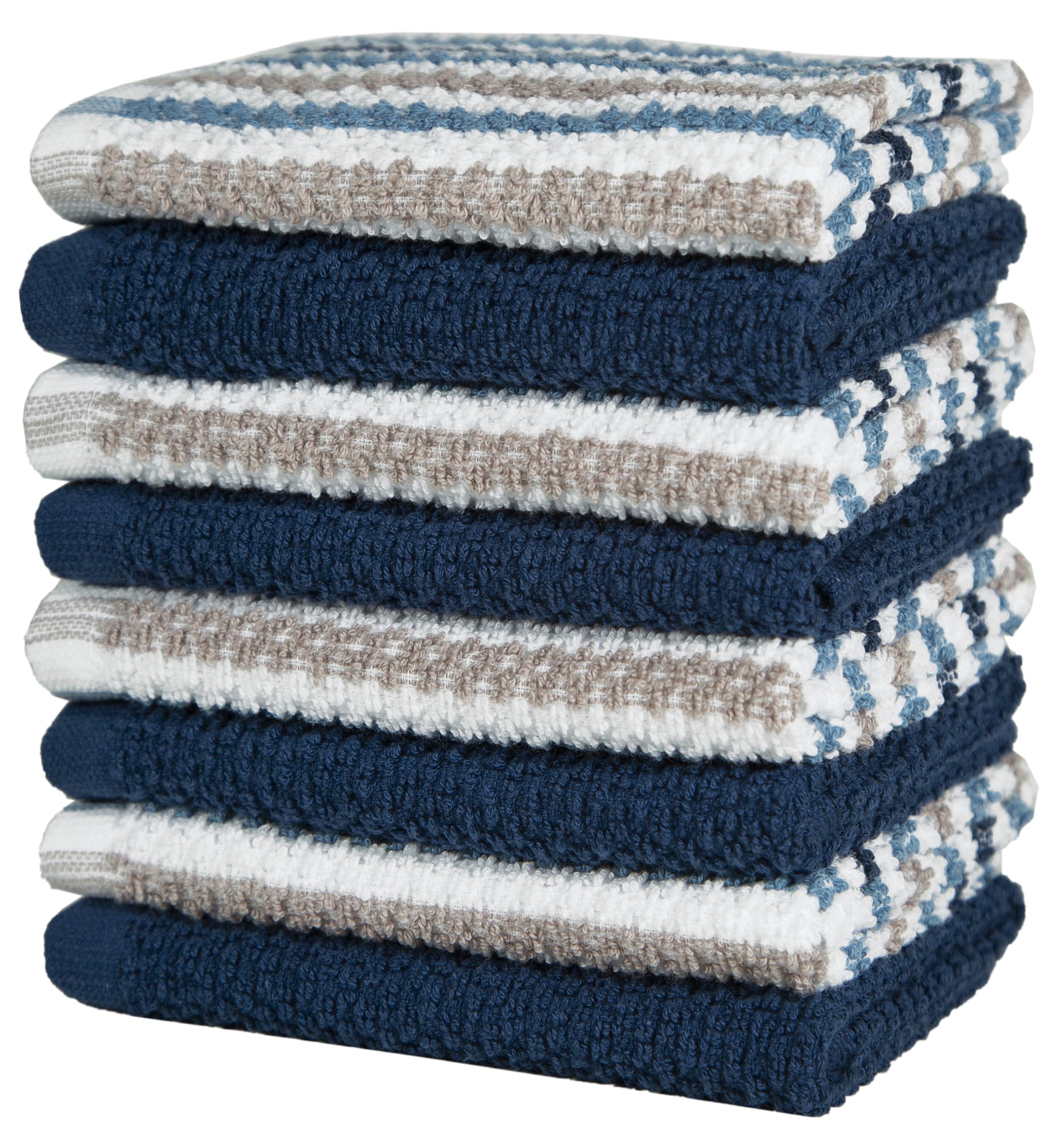 Bumble - Paños de cocina de alta calidad de 12 x 12 pulgadas, juego de paños de cocina de algodón hilado en anillo 100% natural, 430 GSM, altamente absorbentes y suaves, paquete de 8, 4 toallas de
