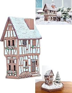 Ceramic Houses Collection - Handmade Miniature of Historic Winery in Bernkastel-Kues, Germany - Candle, Cone Incense Holder R255, Winter Edition
