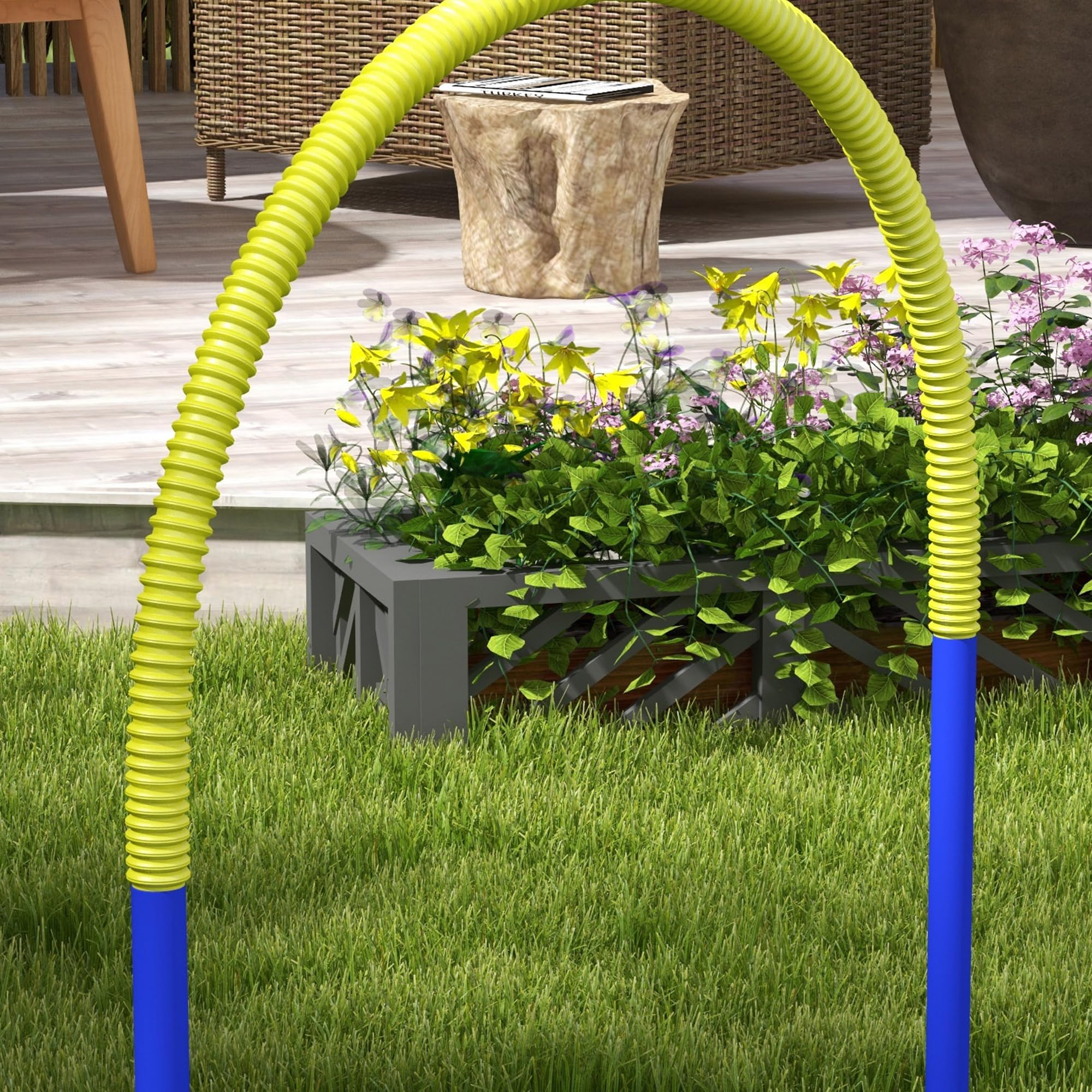 PawHut Set Agility Dog 4 Archi Componibili Borsa Trasporto Attrezzatura Percorso Addestramento PE ABS 88x64x95 cm Blu Giallo