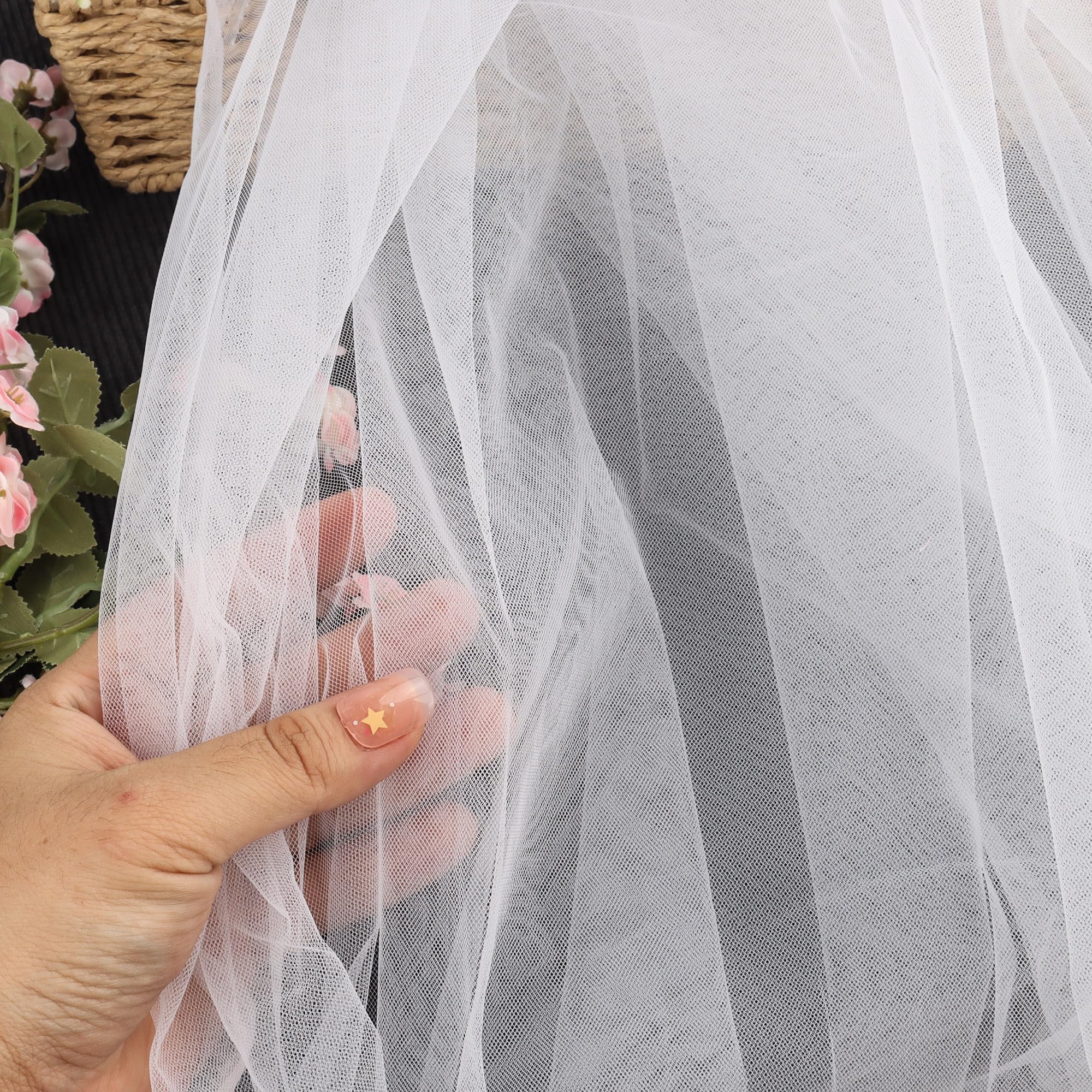 63 inch×10 Yards Tulle Fabric Bolts Spool, Polyester Netting White Tulle Rolls for Birthday Party Backdrop Wedding Decor Baby Shower DIY Sewing Crafts & Gift Wrapping - 3