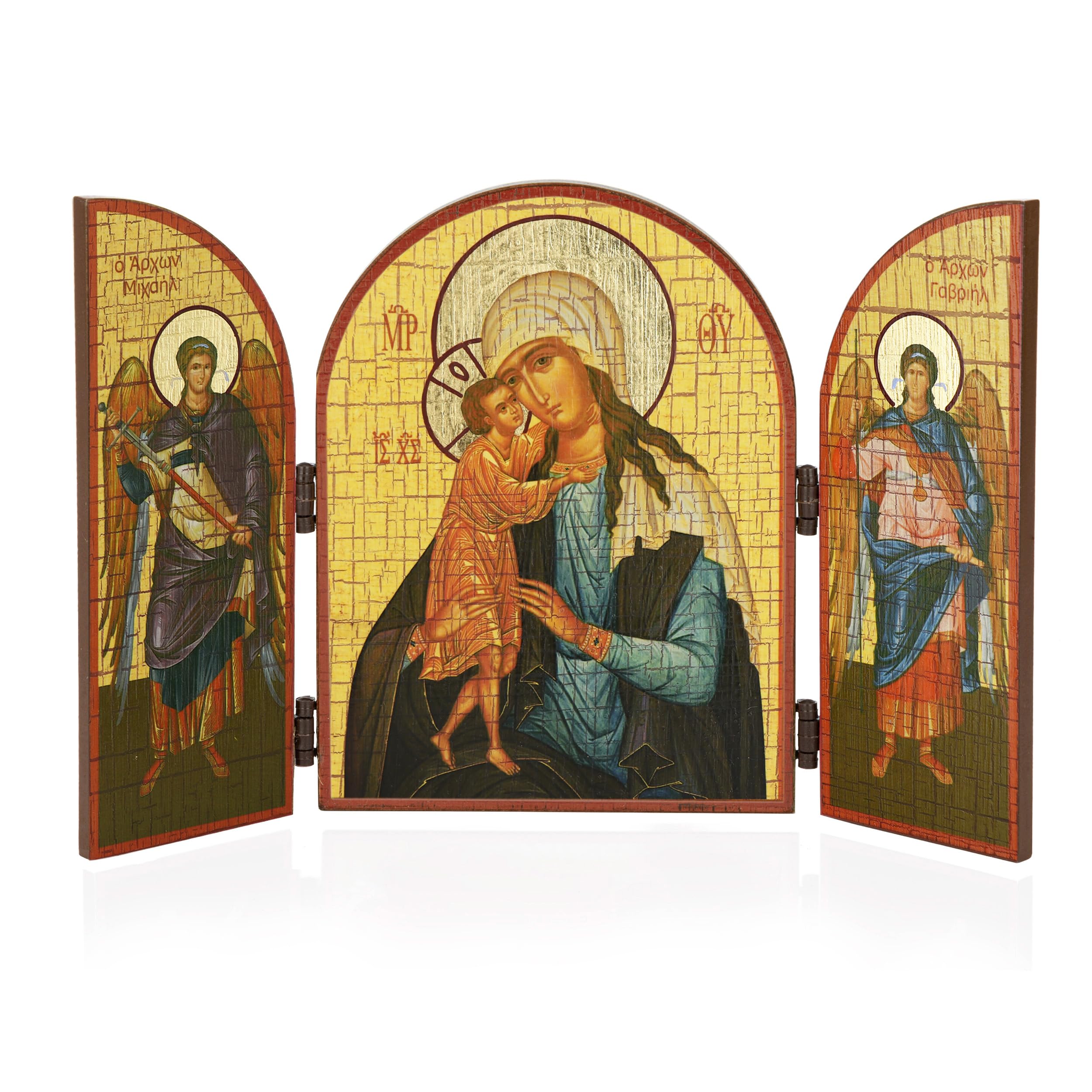 NKlaus Mother of God The Search for the Lost Icon Triptych Wood Plaque 25 x 16 cm 13809, 25L x 16W cm