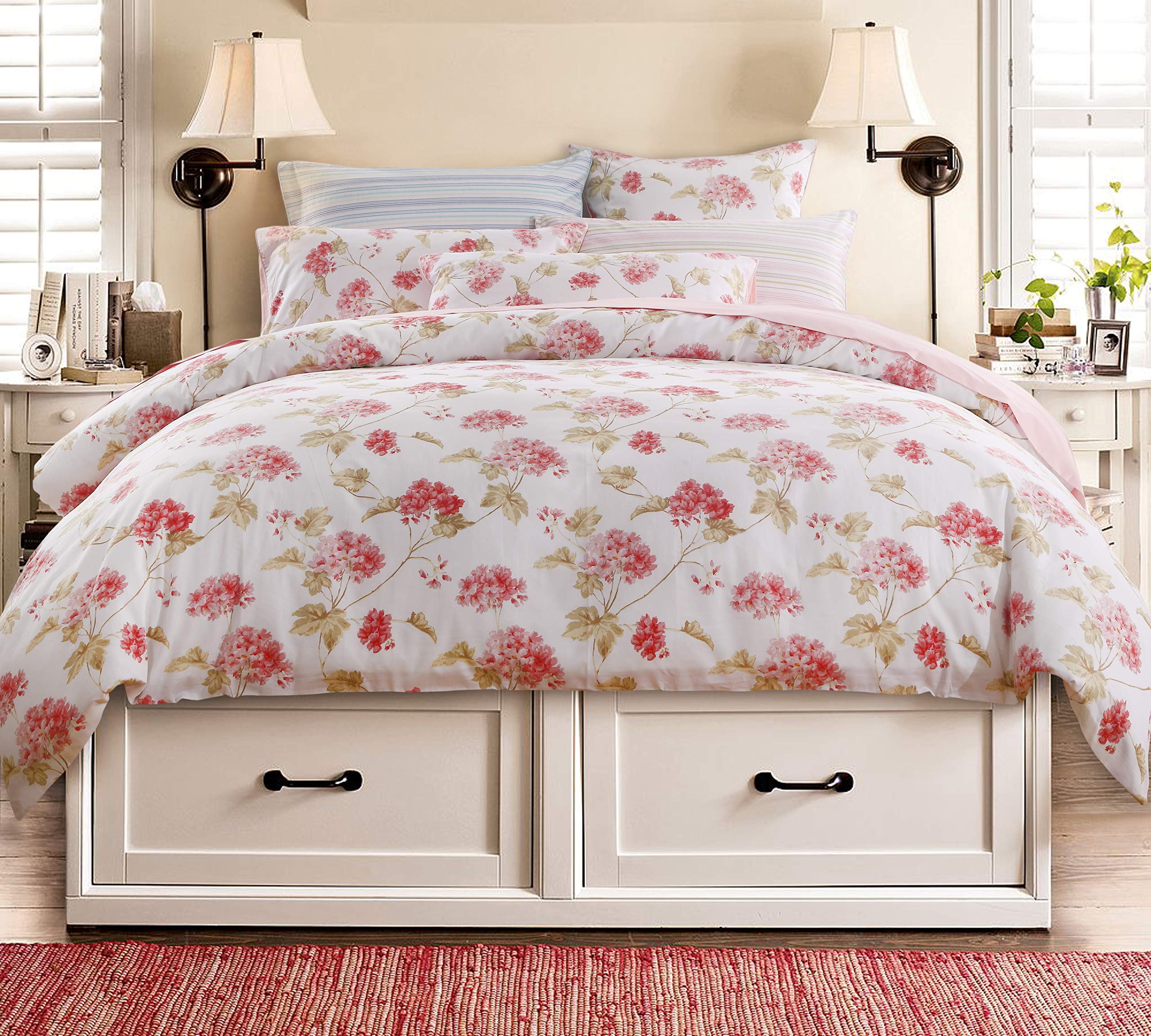 Housse de couette douce de style shabby chic en pur coton premium