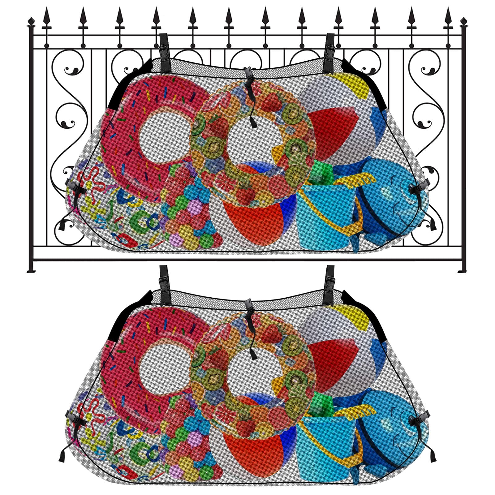 2PCS Pool Float Storage Bag-Large Capacity Swimming Pool Float Storage Organizer-Foldable Pool Float Storage Net Hanging Mesh Organizer for Swimming Pool Toys, Floats, inflatables, Balls (Black-2pcs)