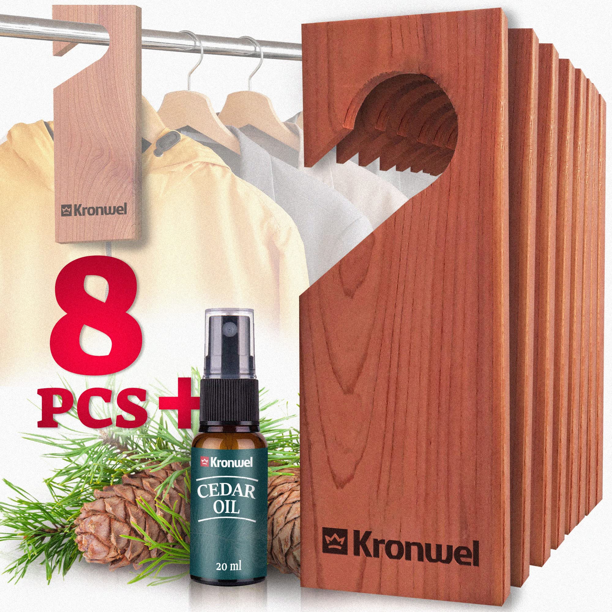 Aromatic Cedar Blocks for Clothes Storage w/Cedar Oil, Red Cedar Wood Hang Ups for Closets & Drawers, Cedar Closet & Drawer Fresheners Set
