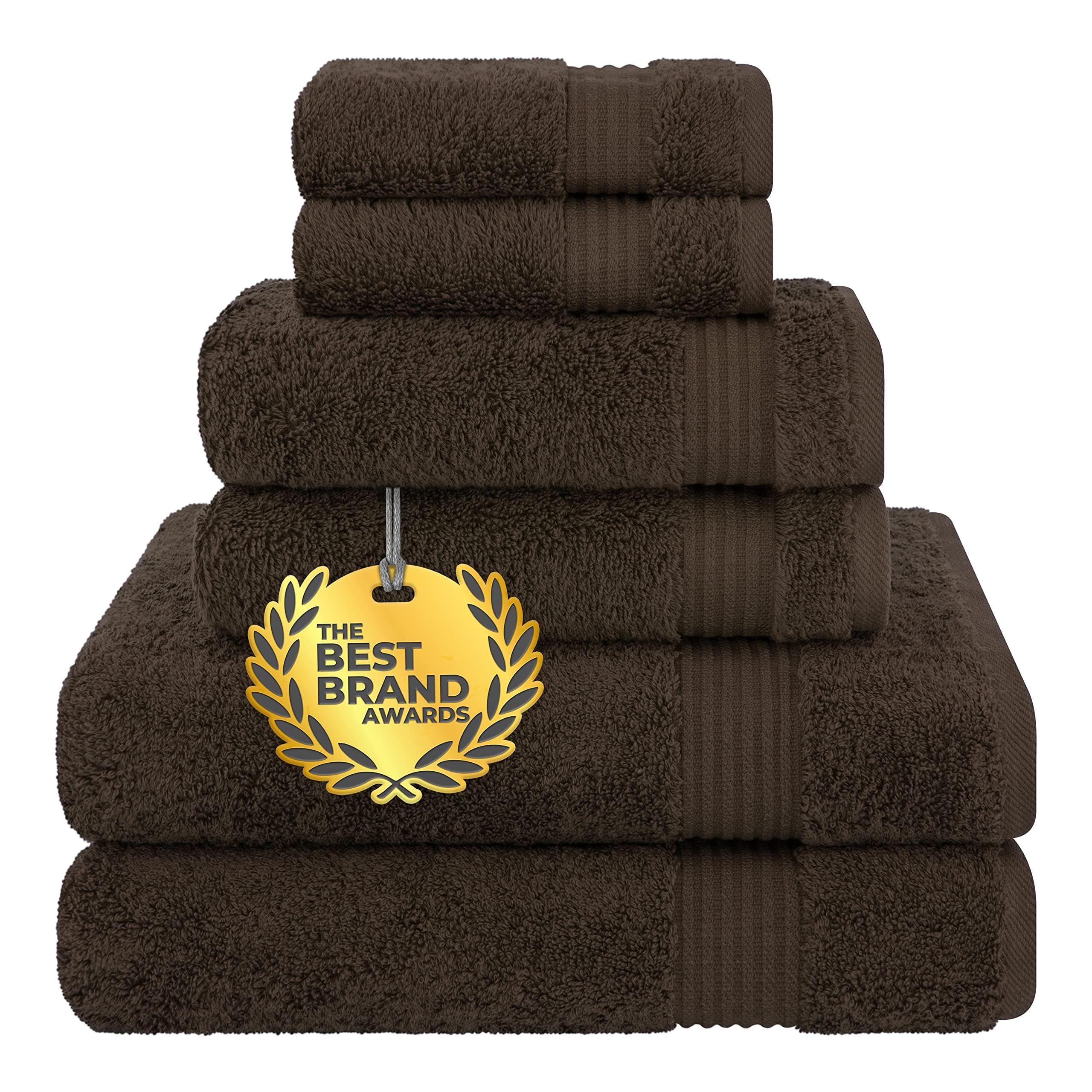 Cotton Paradise 6 Piece Towel Set, 100% Cotton Soft Absorbent Turkish Towels for Bathroom, 2 Bath Towels 2 Hand Towels 2 Washcloths, Brown Towel Set