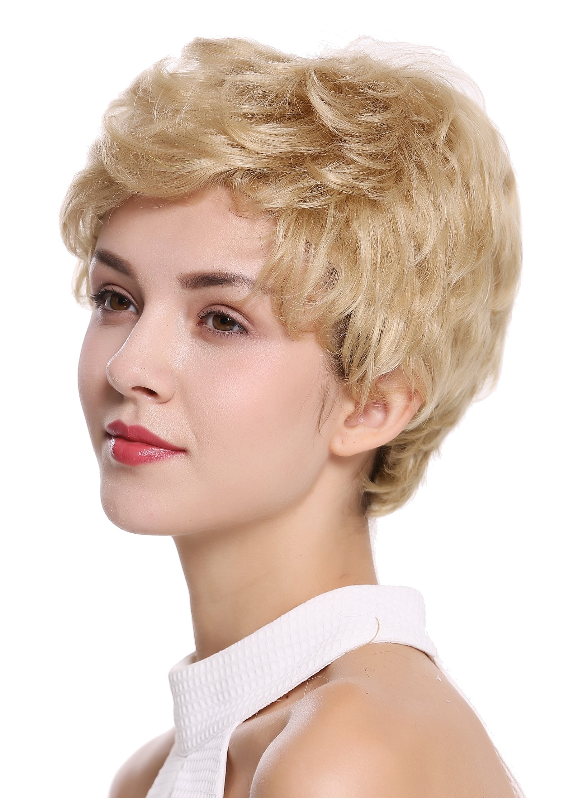 WIG ME UP - NG-HH-13-22 Parrucca Donna Uomo Capelli veri Corta Ondulata Alla moda Biondo
