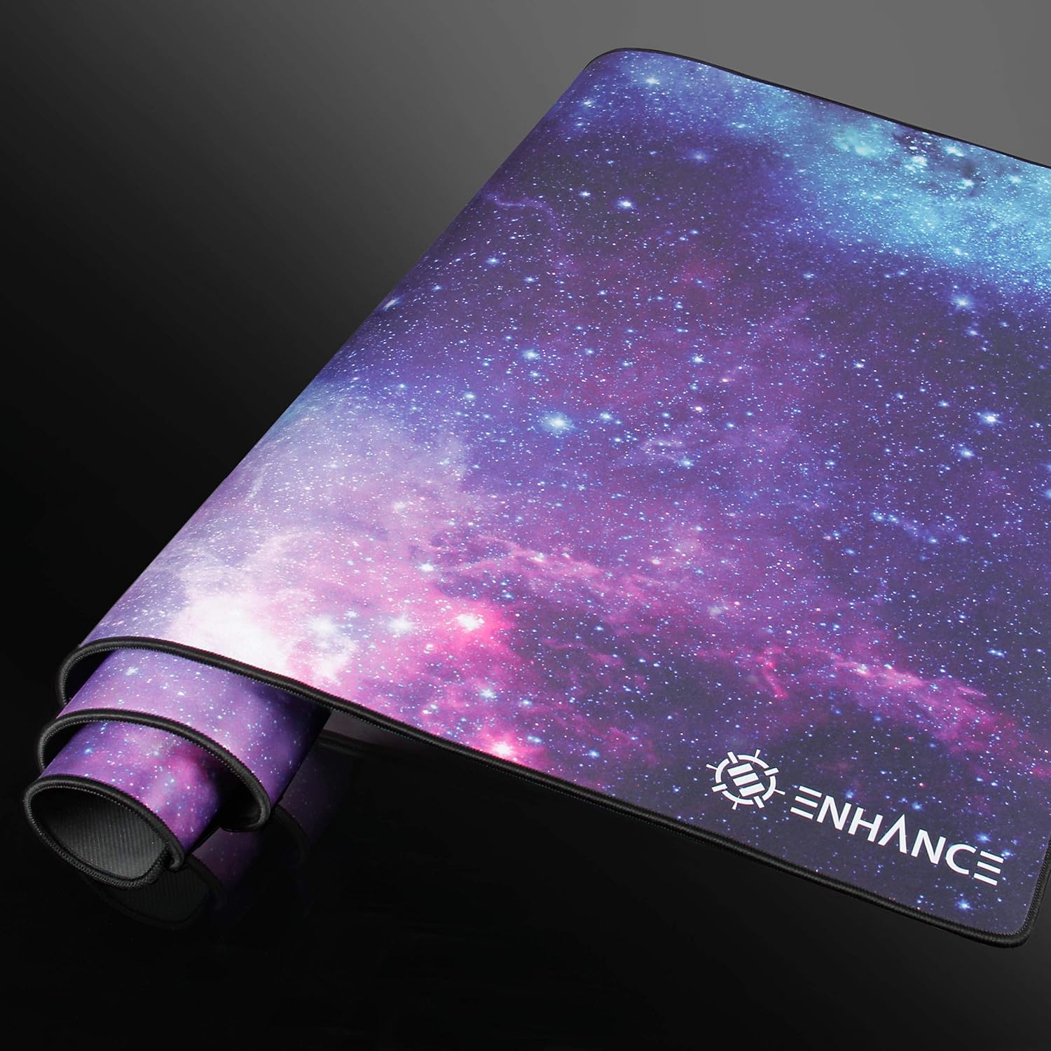 ENHANCE XXXL Gaming Computer Desk Mat - 3XL Large Mouse Mat (48x24 Mouse Pad) Cushion Padding for Office Desk, Extended Table Mousepad with Smooth Tracking Surface and Non-Slip Rubber Grip - Galaxy