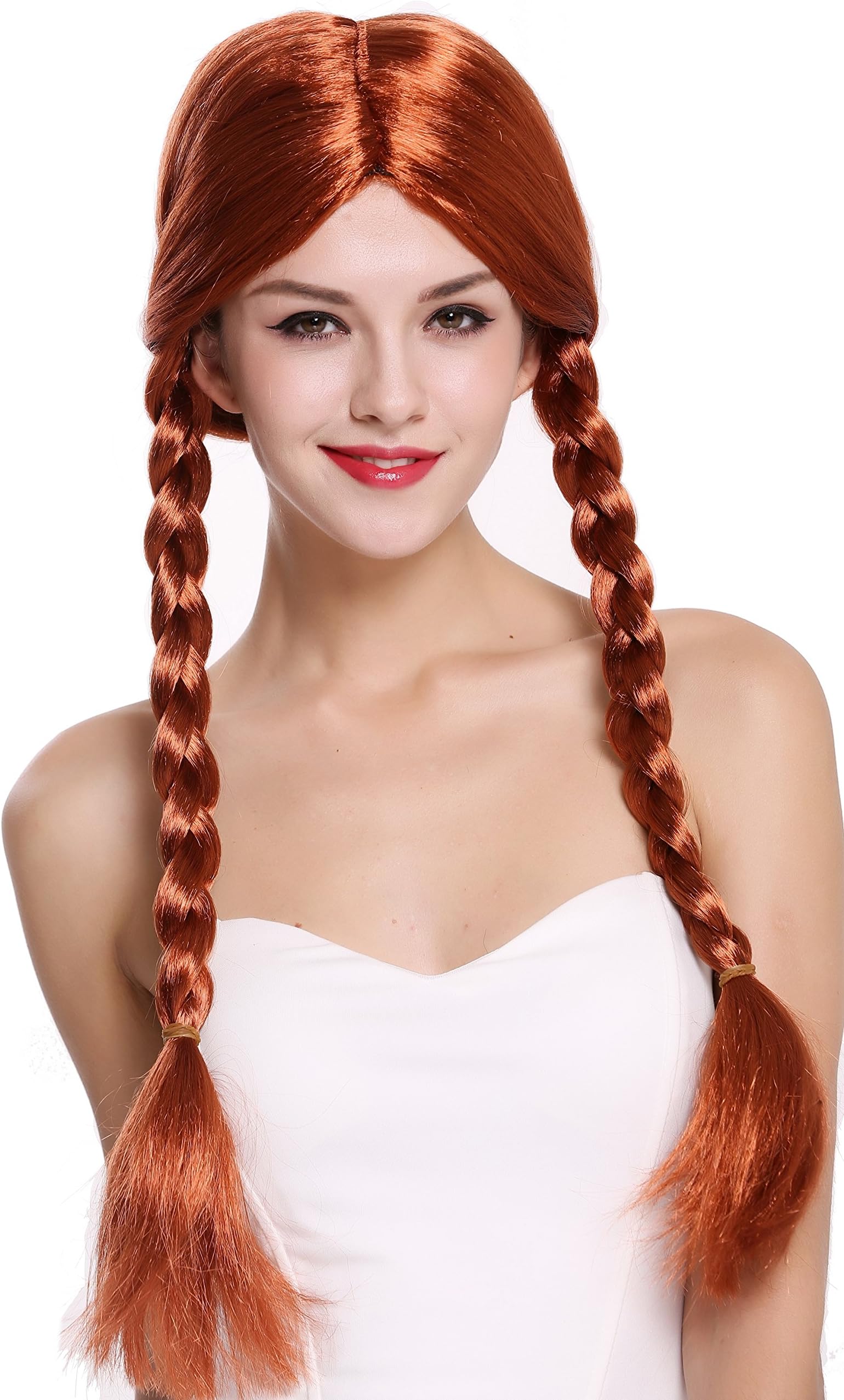 WIG ME UP - 90958-ZA131 Lady Party Wig Halloween Fancy Dress red long braided pigtails queues girly Lolita Schoolgirl