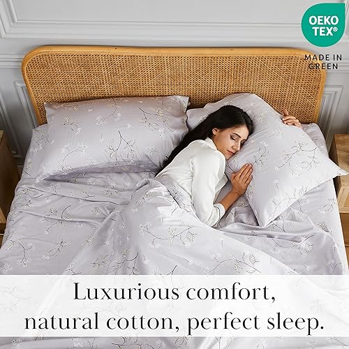 Miniatura 52 de Southshore Fine Living, Inc., Juego de sábanas de 4 piezas, 100% algodón, tamaño Queen, sábanas de 300 hilos con bolsillo extra profundo, sábana 10