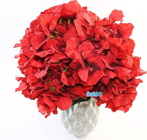 Miniatura 5 de Ooki Ramo de flores artificiales de hortensias de 7 ramas, tallo de arbusto, exhibición floral de jardín, festones decorativos (violeta)