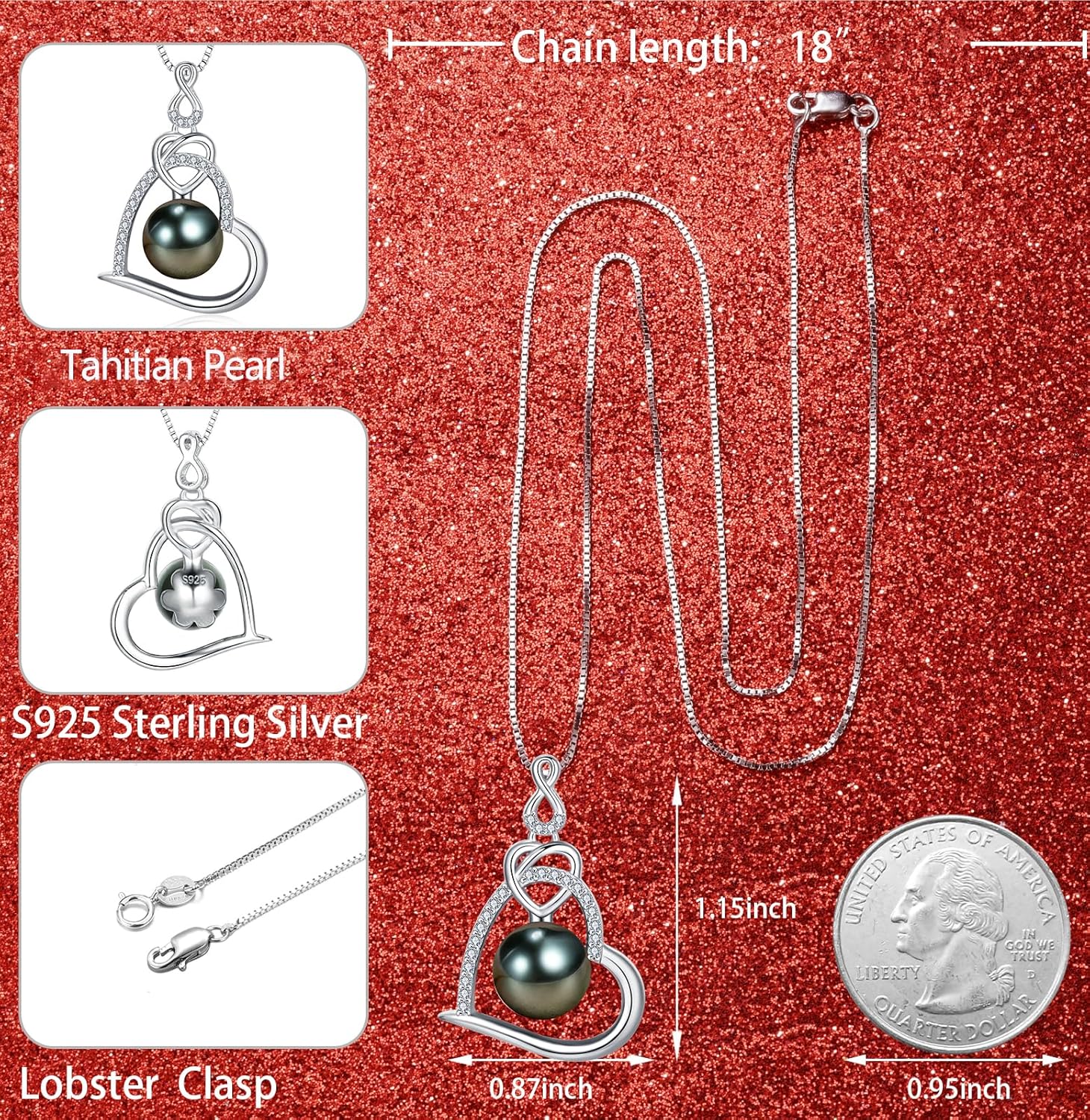 Gifts for Women Wife-Tahitian Black Pearl-Necklace-Gift for Wife Wedding Birthday Anniversary Jewelry-Mom Girlfriend Her Mothers Day Gifts for Mom Women Valentines Day Christmas Day Gifts - Image 3